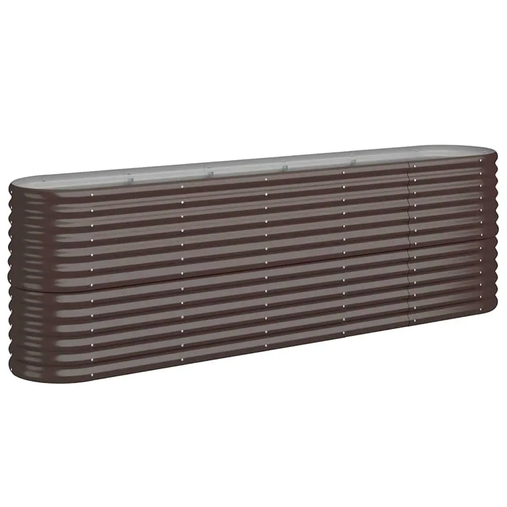 Raised Garden Bed Outdoor Planter Box Galvanised Steel Brown 224x40x68cm