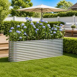 Galvanised Steel Raised Garden Bed - 224 x 40 x 68 cm