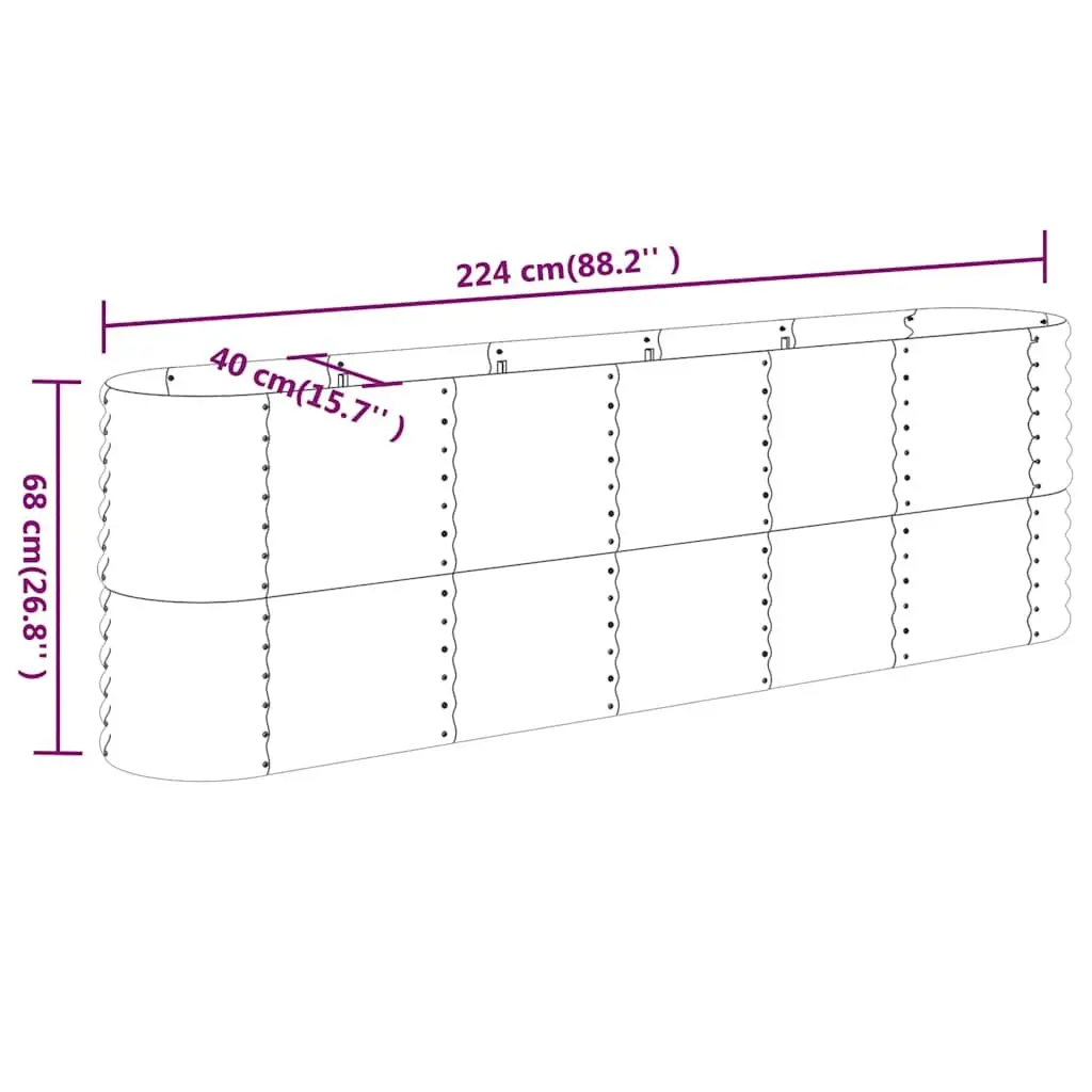 Galvanised Steel Raised Garden Bed Planter Box Outdoor Use 224 x 40 x 68 cm