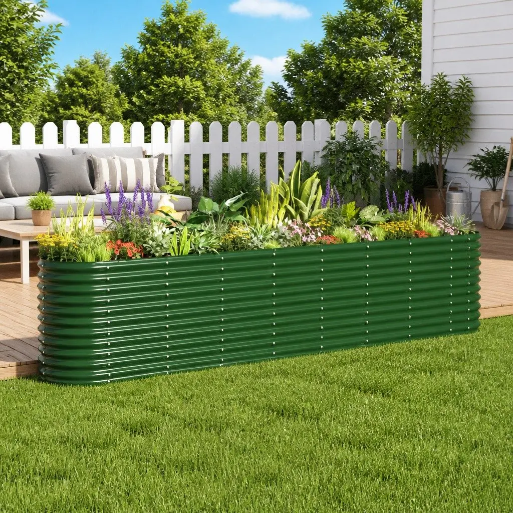 Raised Garden Bed Planter Box Outdoor Galvanised Steel Frame 332 x 40 x 68 cm