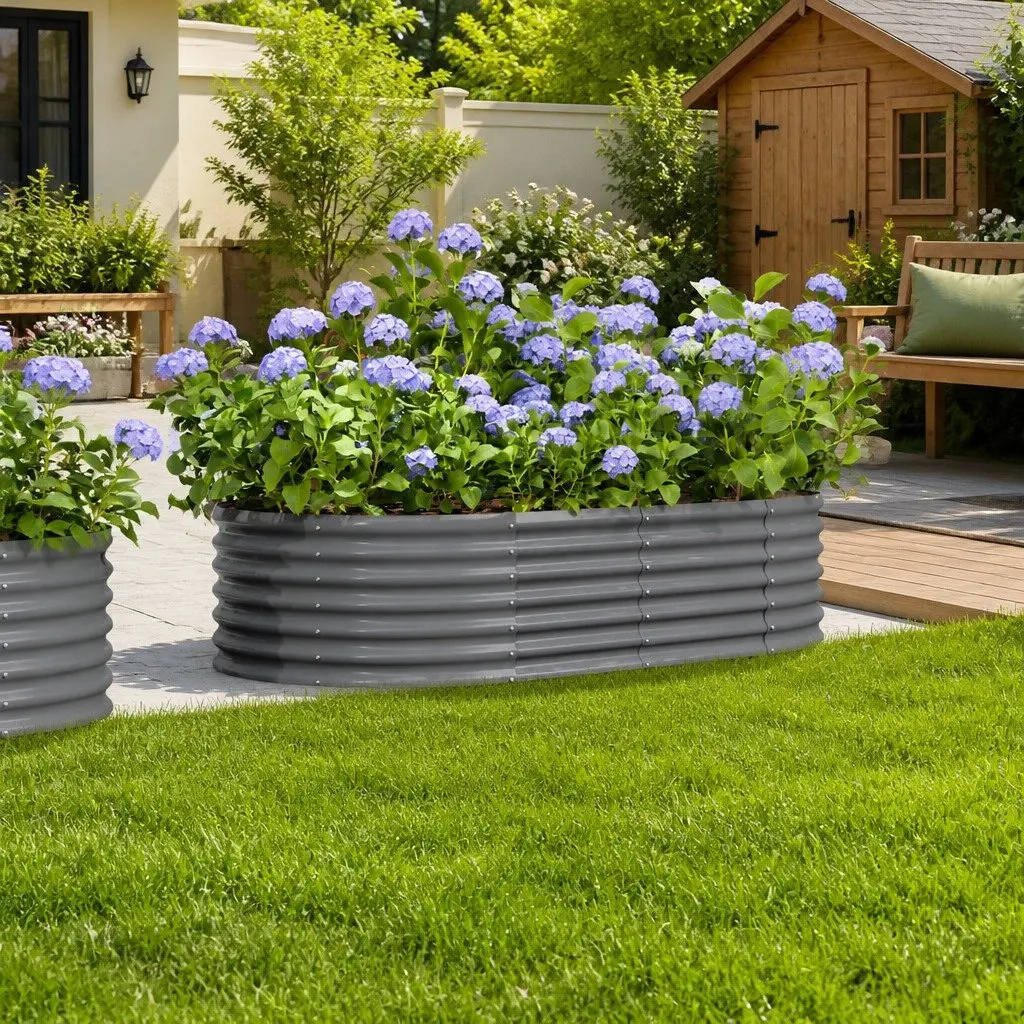 Garden Raised Bed Planter Outdoor 152 x 80 x 36 cm Galvanised Steel Frame