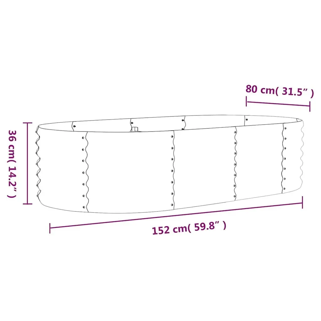 Garden Raised Bed Planter Outdoor 152 x 80 x 36 cm Galvanised Steel Frame