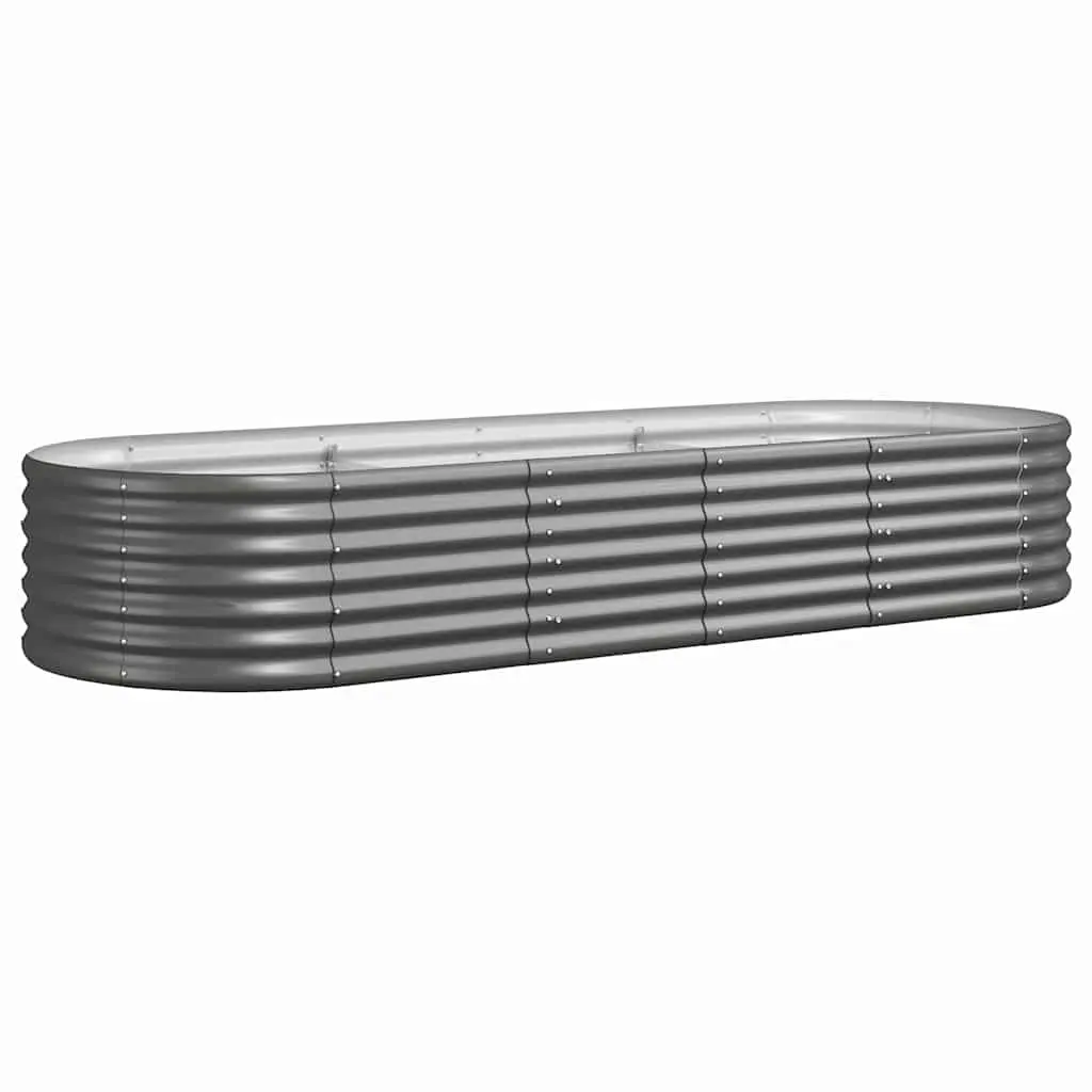 Garden Raised Bed Planter Box Outdoor Vegetables Flowers Herbs 224 x 80 x 36 cm Grey Steel Frame