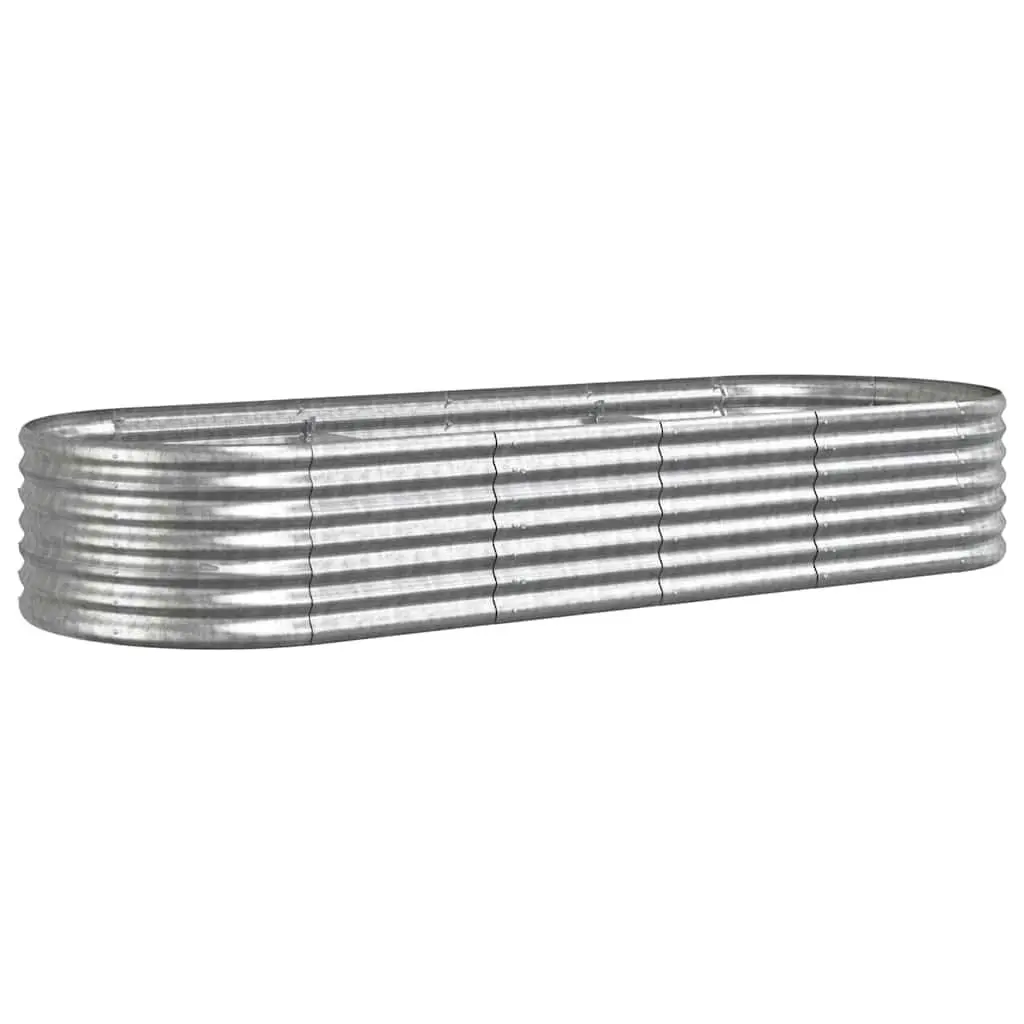 Garden Raised Bed Planter Outdoor Silver Galvanised Steel 224 x 80 x 36 cm