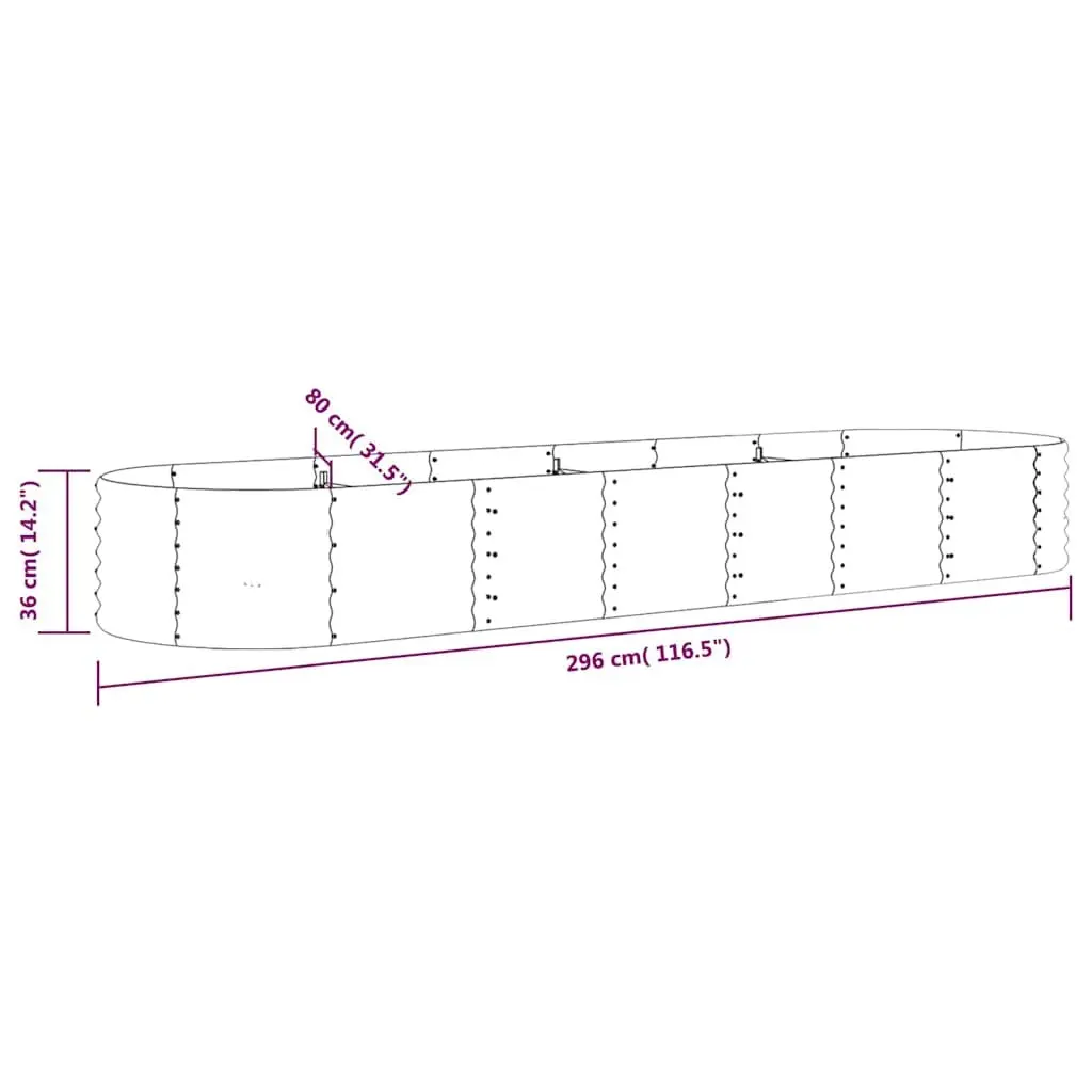 Garden Raised Bed Outdoor Use Galvanised Steel Planter Box 296 x 80 x 36 cm
