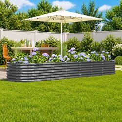 Garden Raised Bed: 296 x 80 x 36 cm, Steel, Anthracite