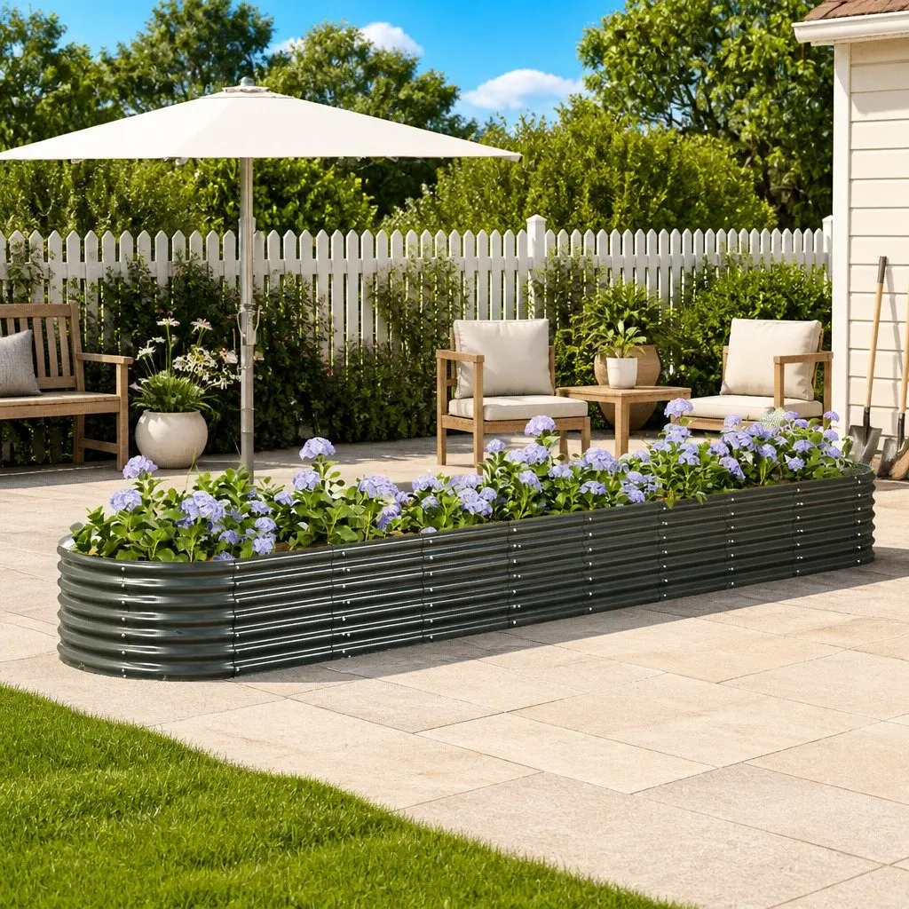 Large Grey Raised Garden Bed with