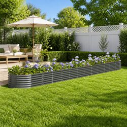 Garden Raised Bed: 512 x 80 x 36 cm Galvanised Steel Planter