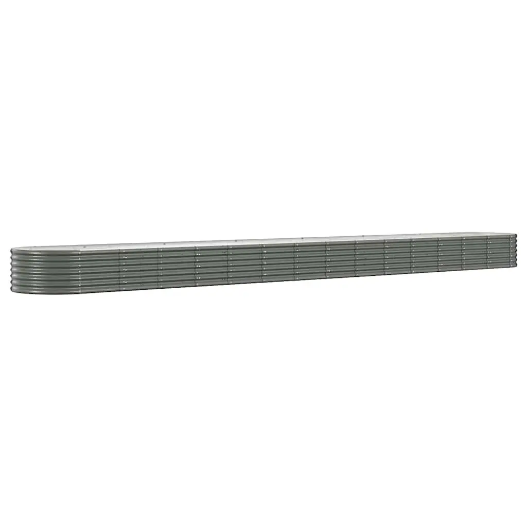 Garden Raised Bed Galvanised Steel Outdoor Planter Box Grey 620x80x36cm