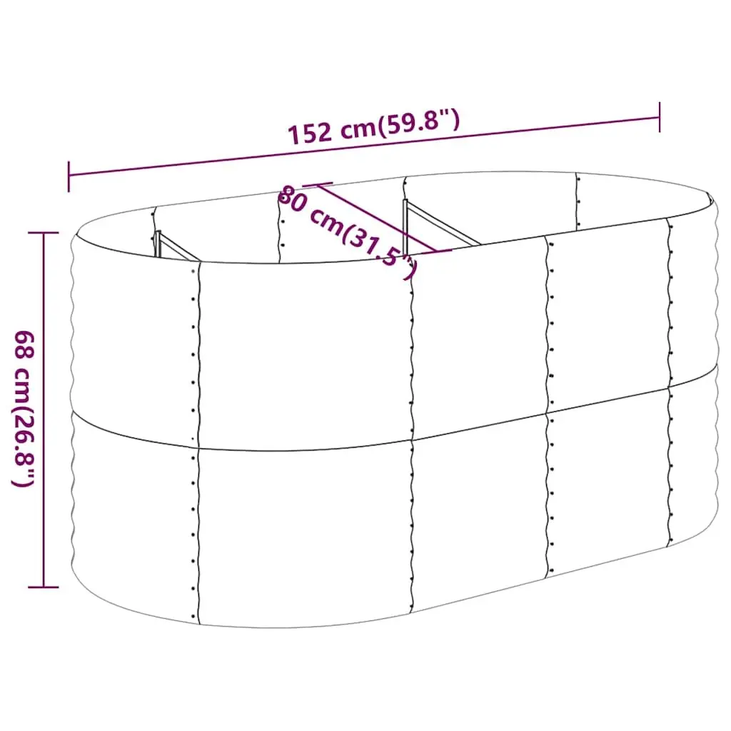 Raised Garden Bed Outdoor Use Galvanised Steel 152 x 80 x 68 cm