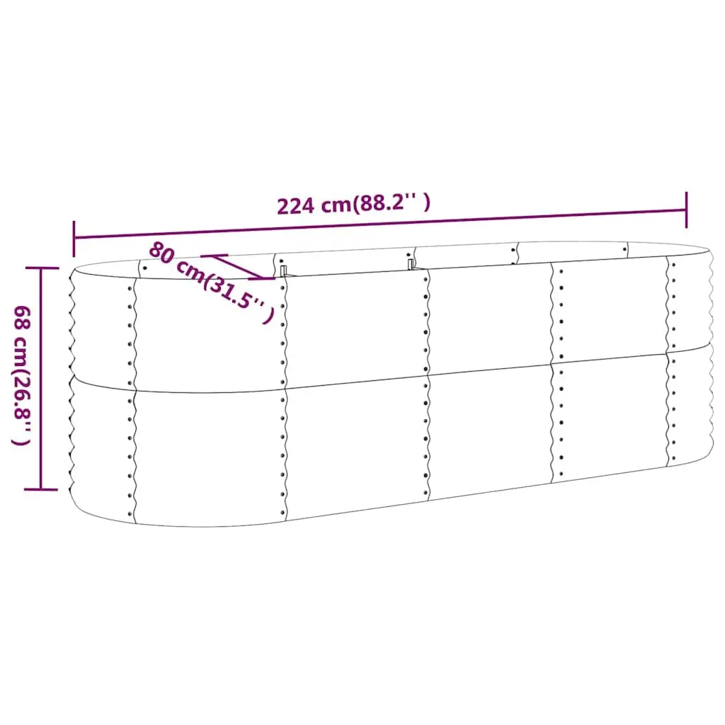 Garden Raised Bed Galvanised Steel Planter Box Outdoor 224 x 80 x 68 cm