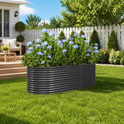 Garden Raised Bed Planter: 224x80x68cm in Anthracite Steel