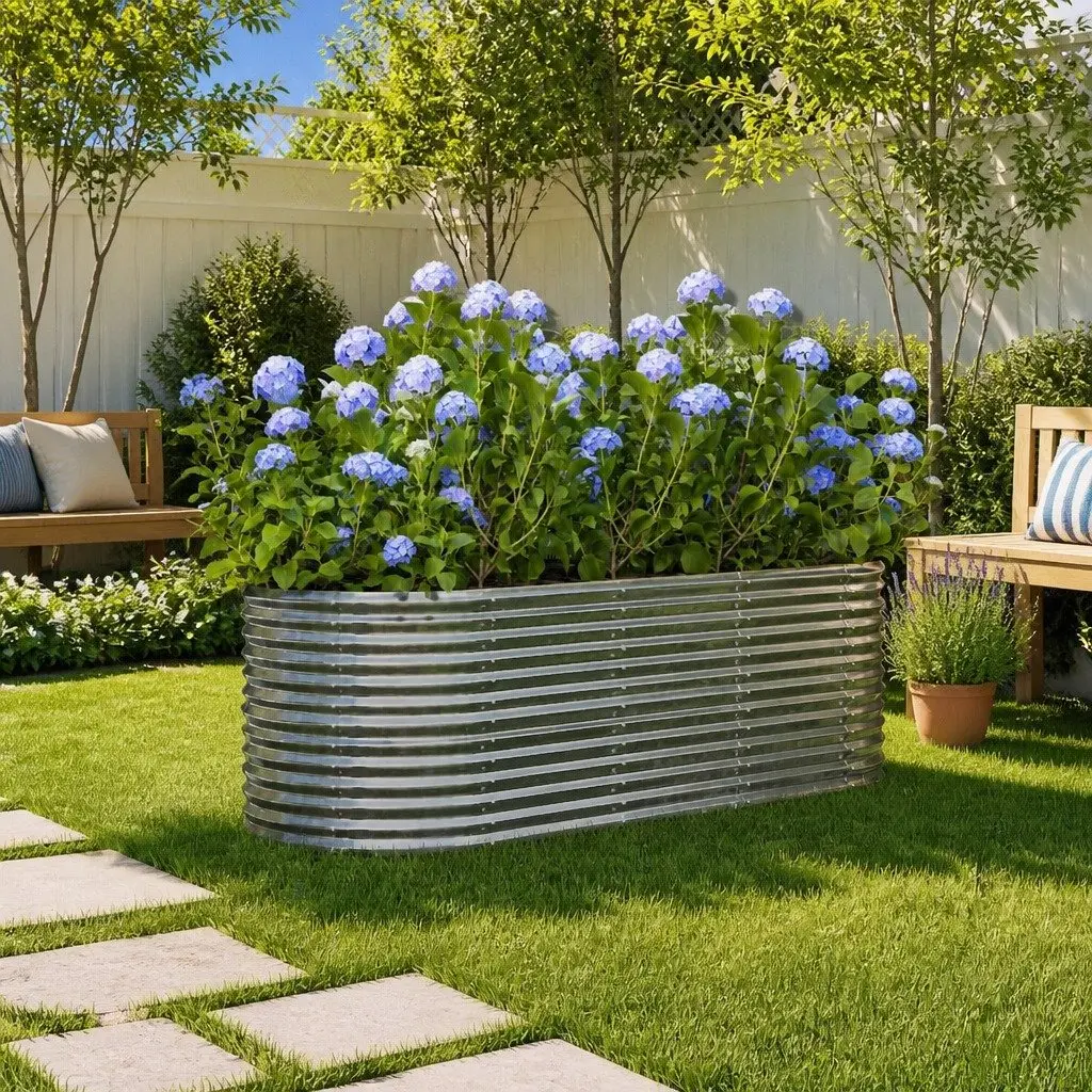 Raised Garden Bed Outdoor Use Galvanised Steel Planter Box 224 x 80 x 68 cm