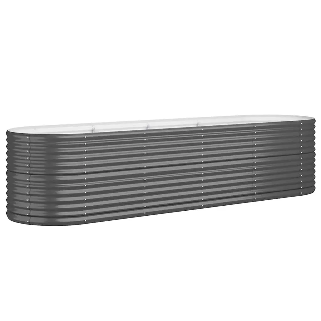 Raised Garden Bed Planter Anthracite Galvanised Steel 296x80x68cm Outdoor Patio