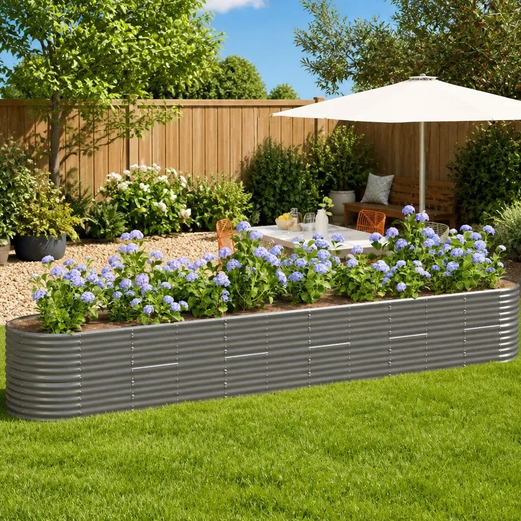 Garden Raised Bed Planter Box Galvanised Steel Outdoor Patio Balcony Vegetable