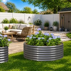 Garden Raised Bed Planter Box 100x100x36cm Grey Steel