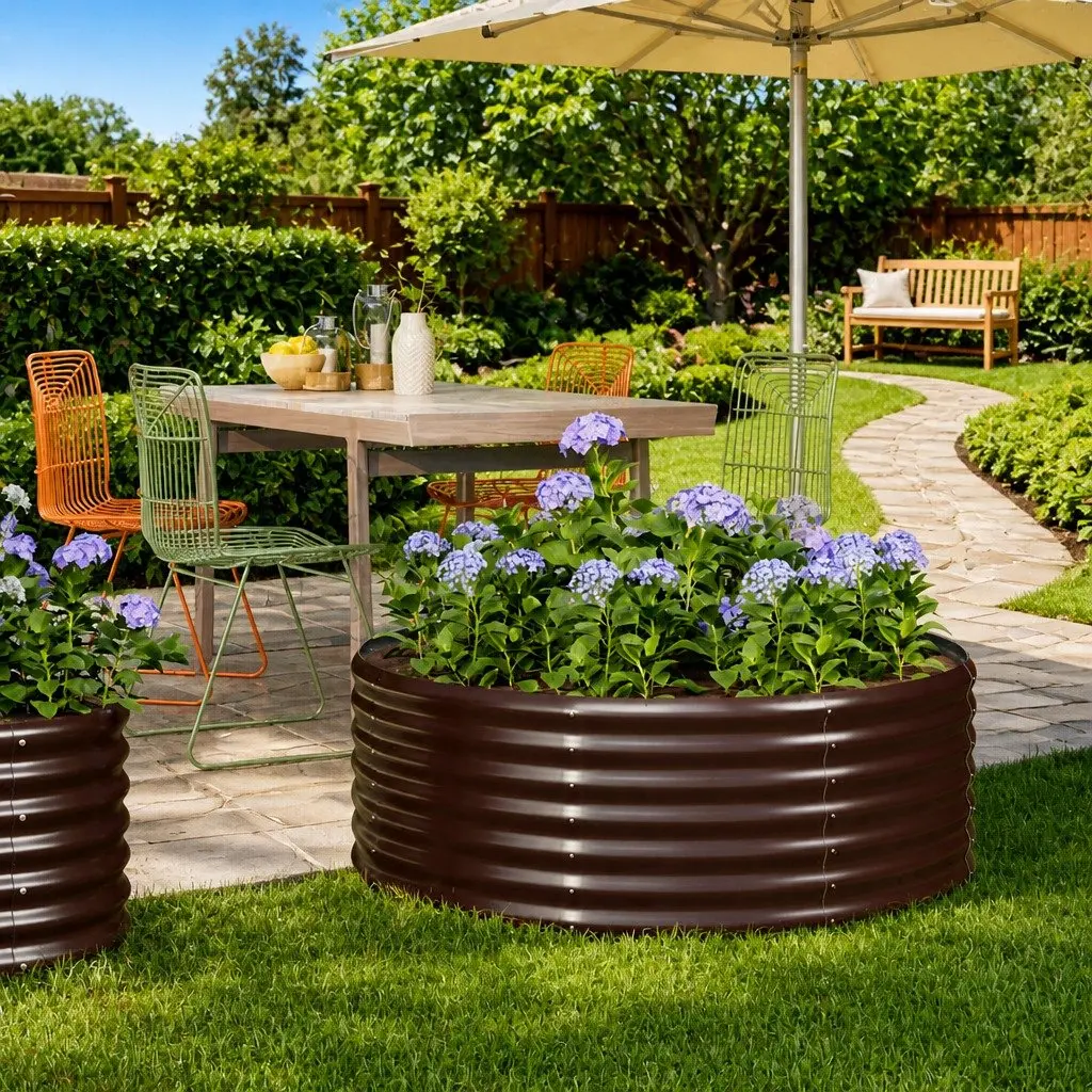 Raised Galvanised Steel Garden Bed 100x100x36 cm