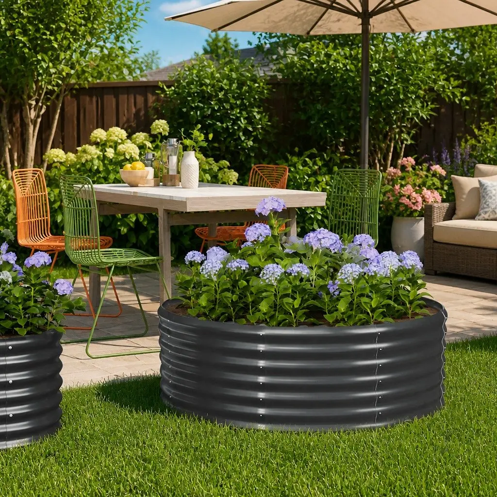 Garden Raised Bed Planter Box Outdoor Use 100 x 100 x 36 cm Anthracite Steel
