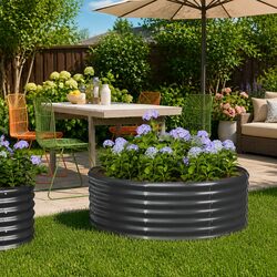 Garden Raised Bed with Steel Frame - 100x100x36 cm