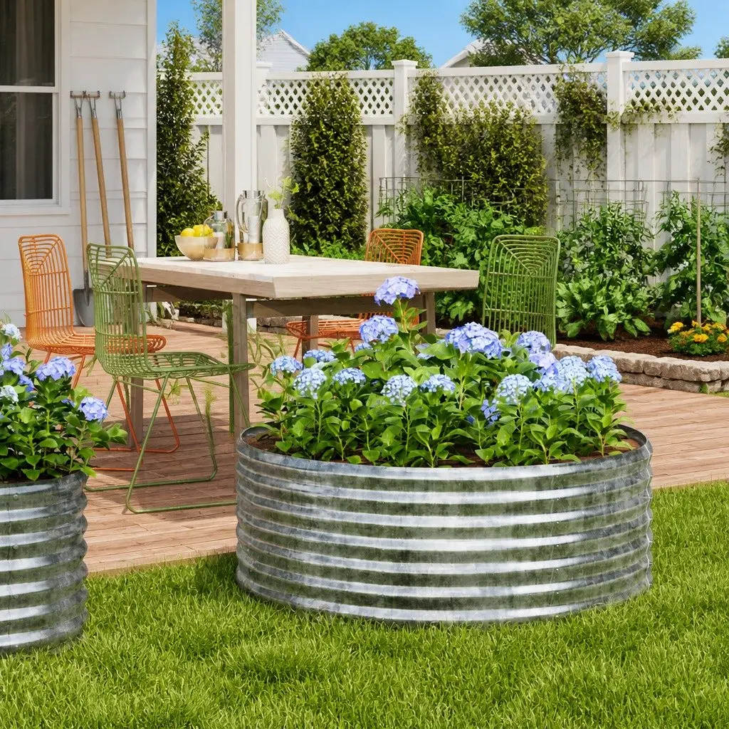 Garden Raised Bed Planter Box Outdoor Silver 100 x 100 x 36 cm