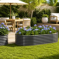 Galvanised Steel Raised Bed Planter 175x100x36cm for Versatile Gardening