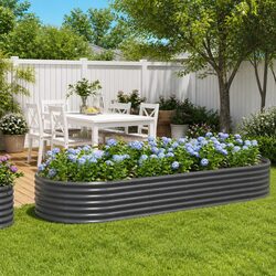 Garden Raised Bed Planter Box - 249x100x36cm, Grey