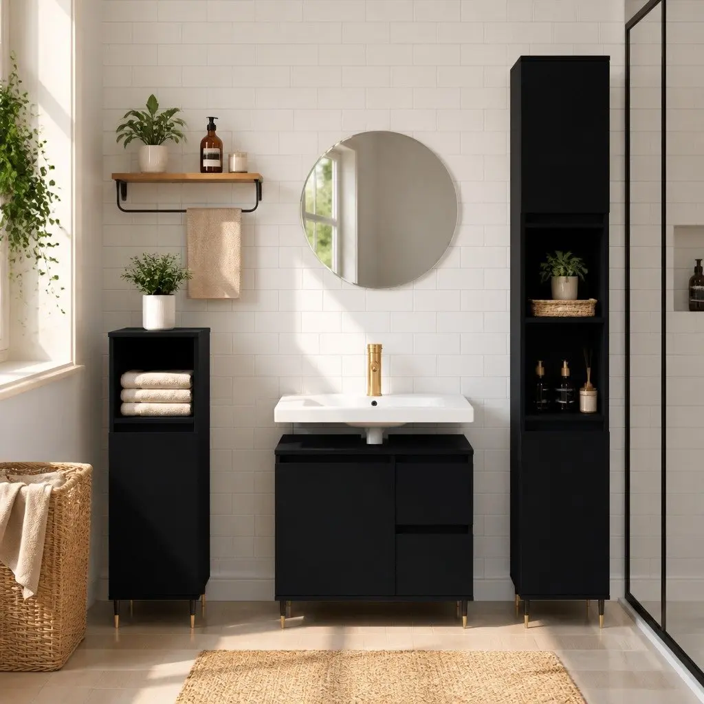 Engineered Wood 3-Piece Bathroom Furniture Set
