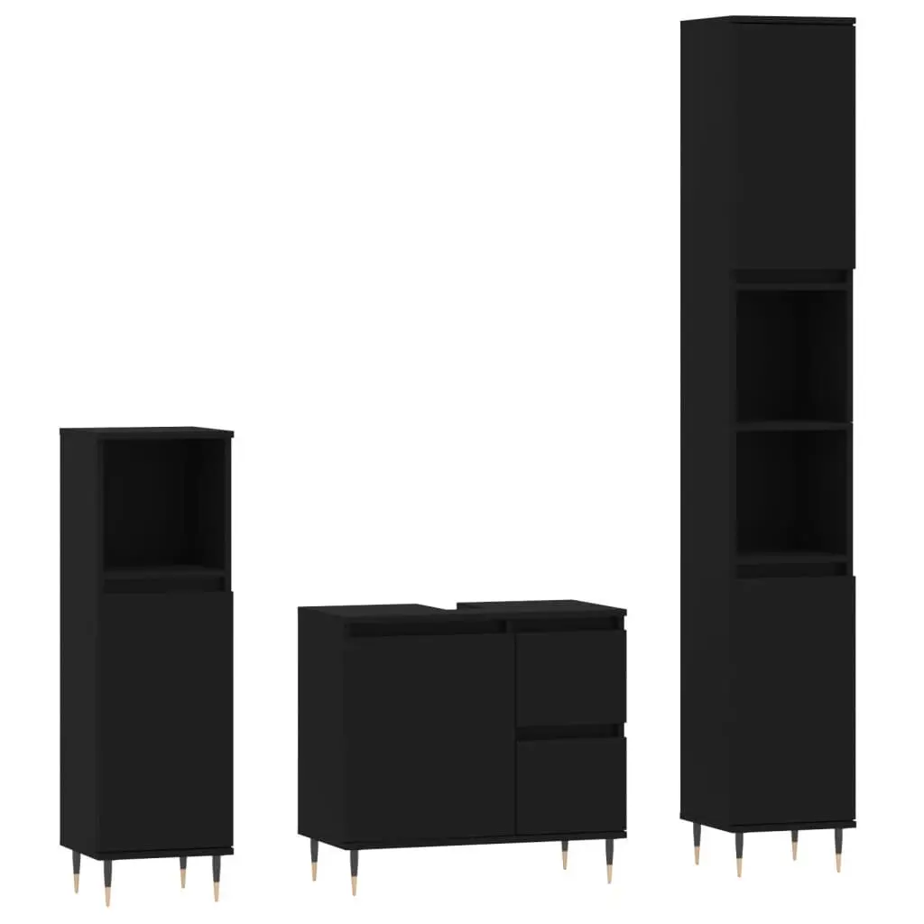 Engineered Wood 3-Piece Bathroom Furniture Set