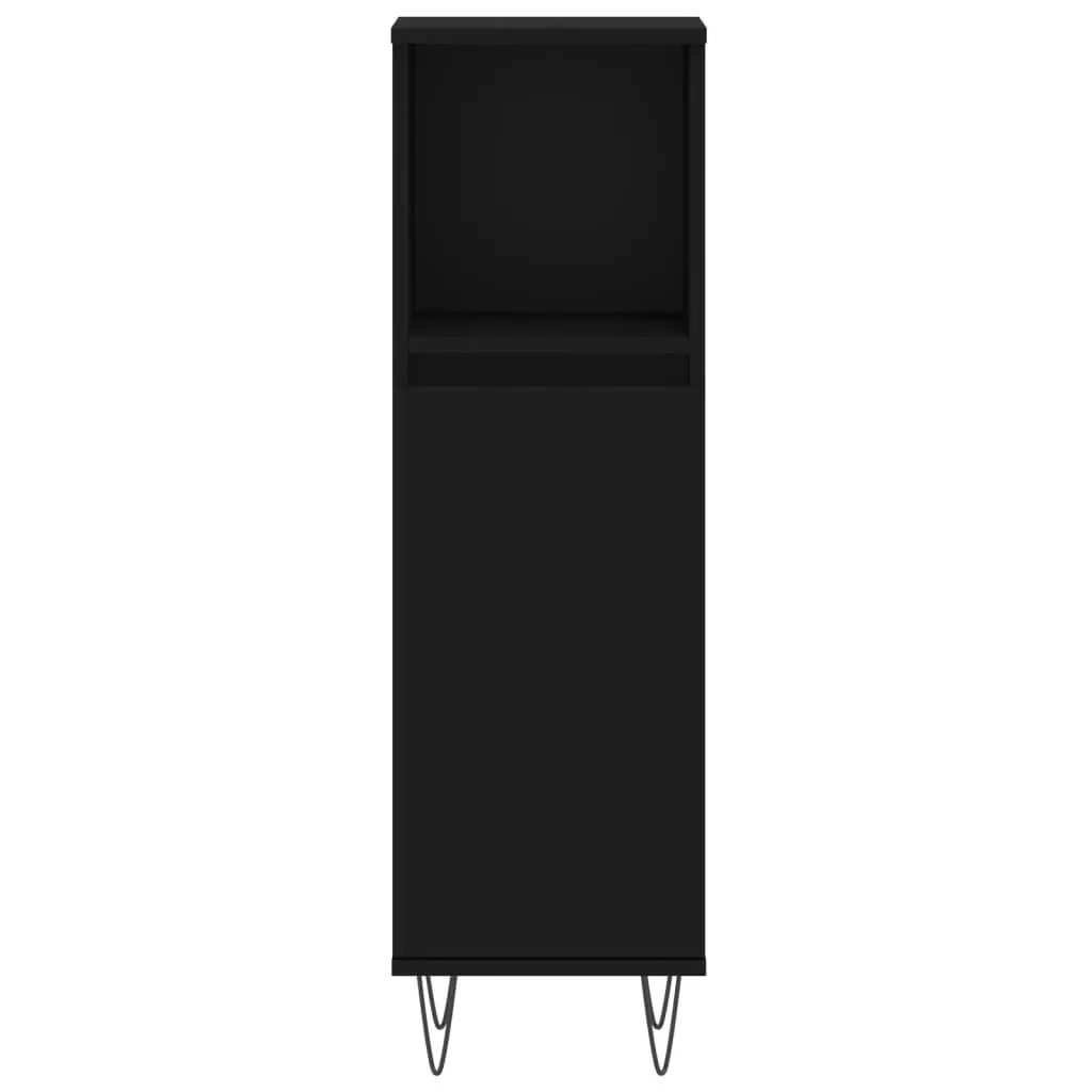 3 Piece Bathroom Furniture Set Black Engineered Wood Cabinet Sink Storage