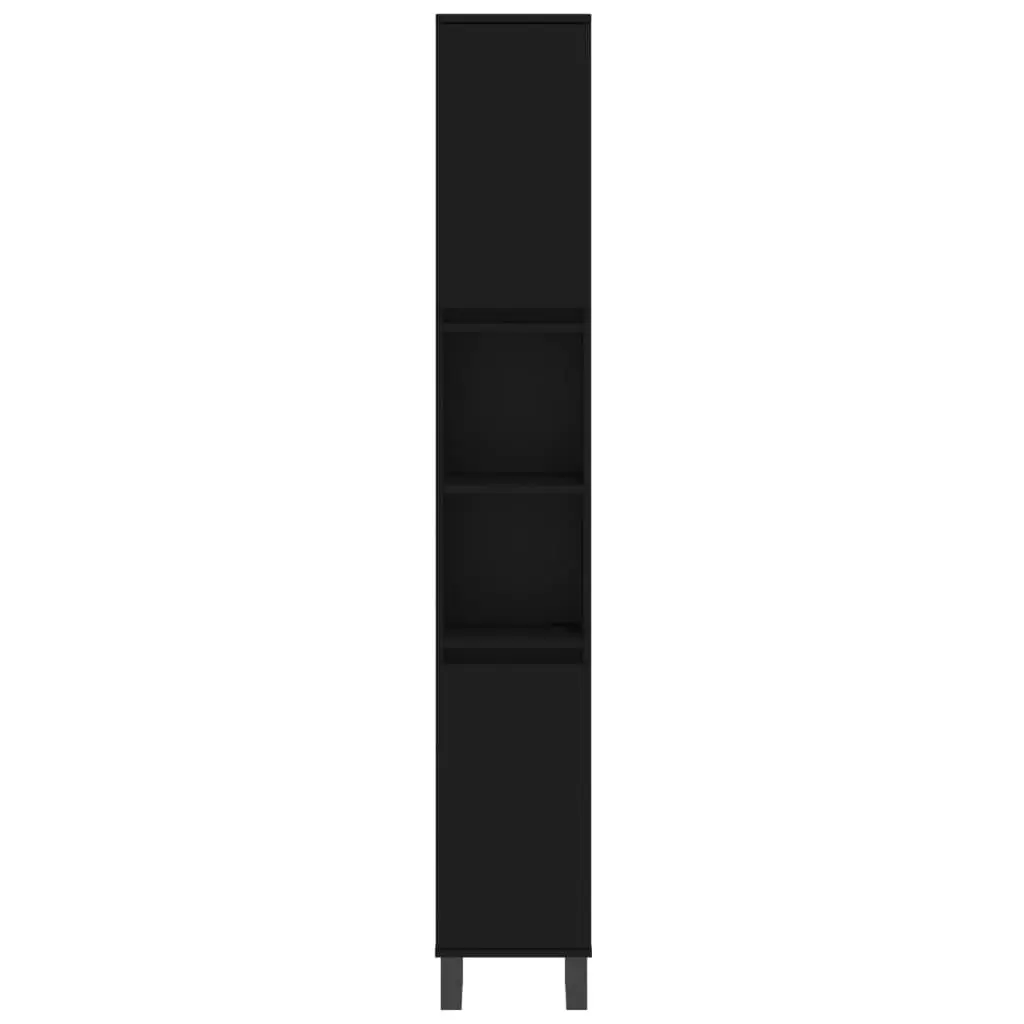 Black Engineered Wood 3 Piece Bathroom Set Cabinets Storage Vanity