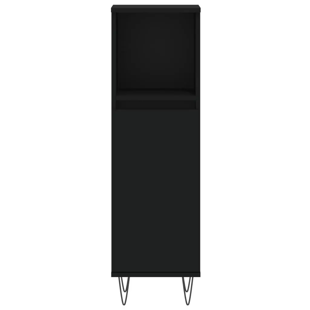 3 Piece Black Engineered Wood Bathroom Set for Storage and Sink Installation