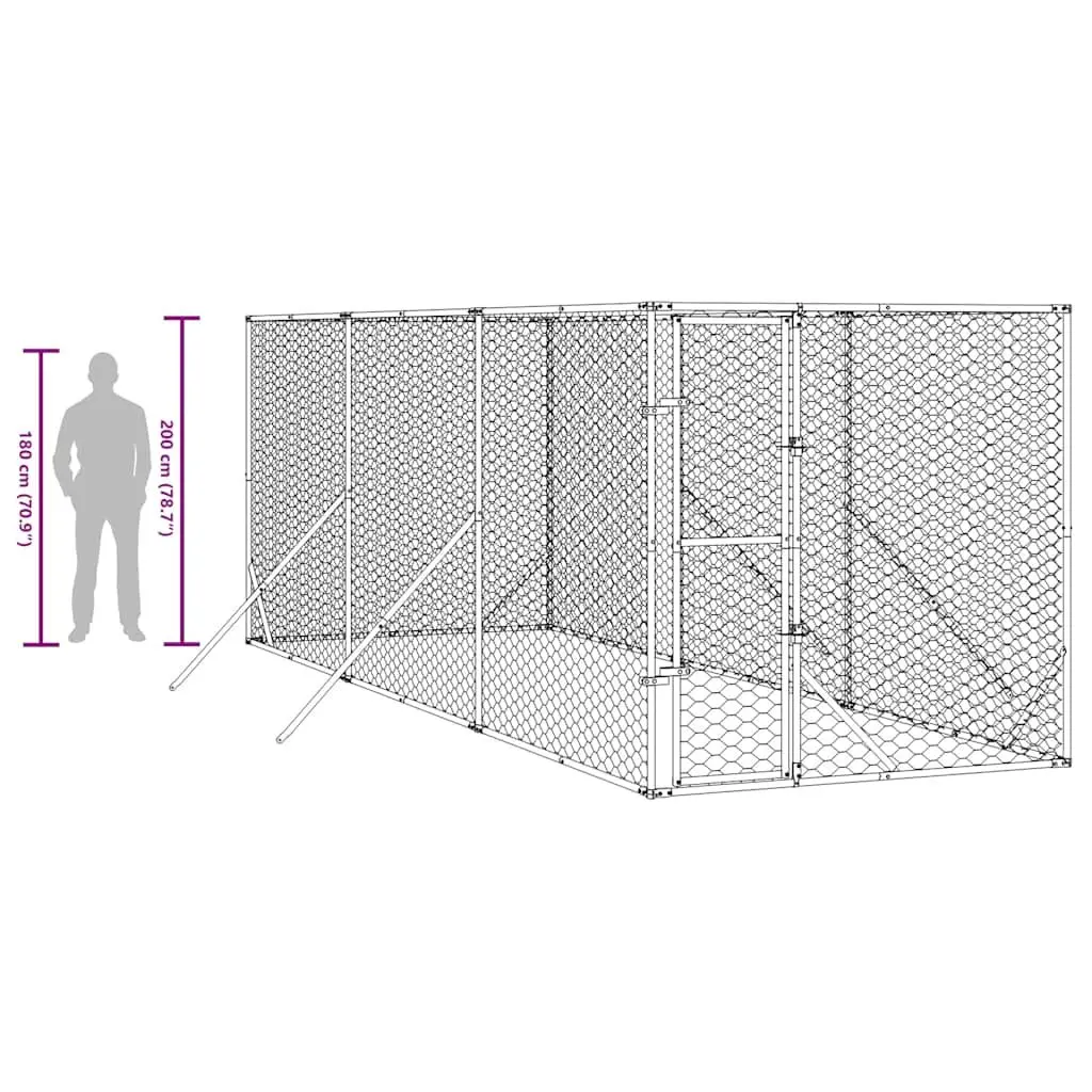 Dog Kennel Enclosure Outdoor 2x6x2 m Galvanised Steel