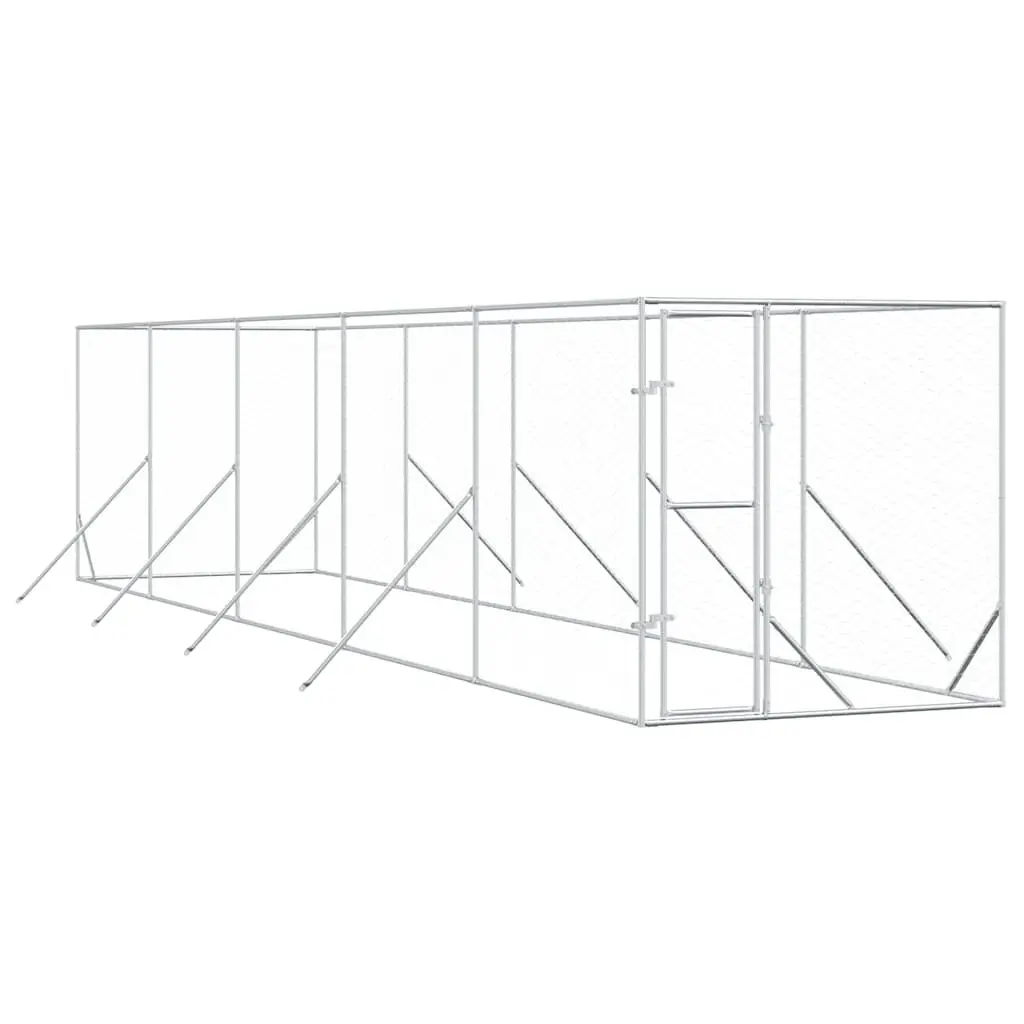 Dog Kennel Enclosure Outdoor 2 x 10 x 2 m Silver Galvanised Steel