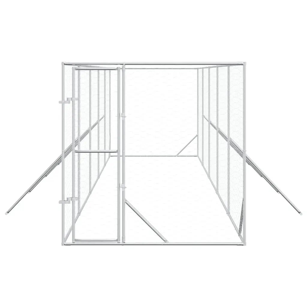 Dog Kennel Enclosure Outdoor 2 x 10 x 2 m Silver Galvanised Steel