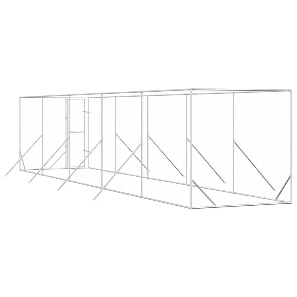 Dog Kennel Enclosure Outdoor 2 x 10 x 2 m Silver Galvanised Steel