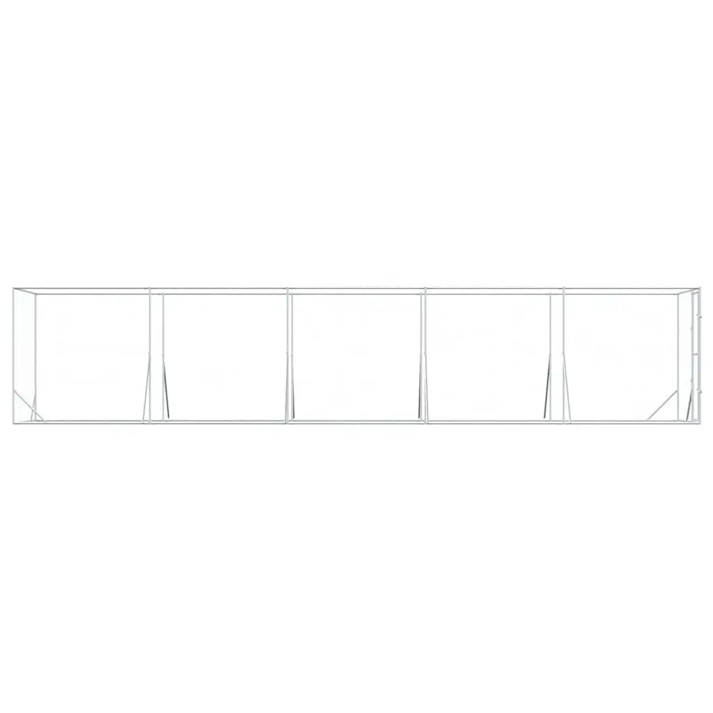 Dog Kennel Enclosure Outdoor 2 x 10 x 2 m Silver Galvanised Steel