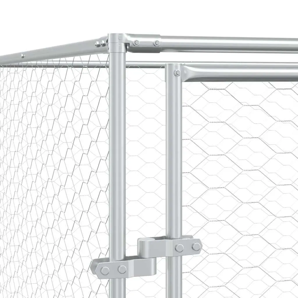 Dog Kennel Enclosure Outdoor 2 x 10 x 2 m Silver Galvanised Steel
