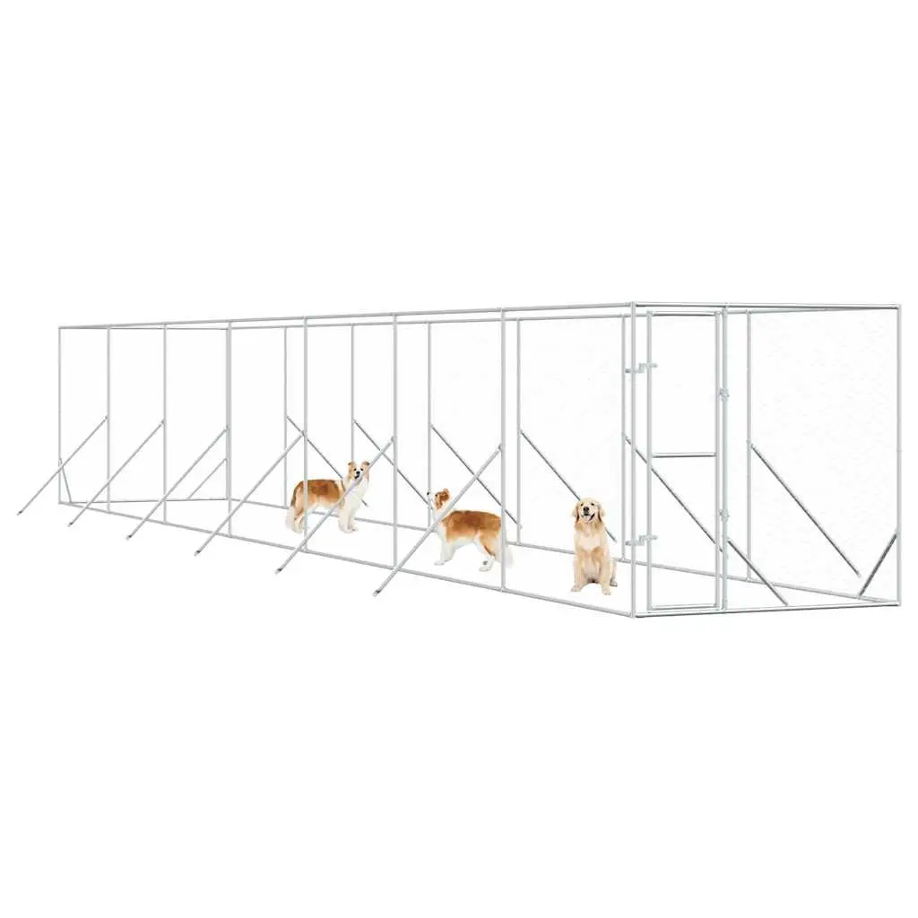 Dog Kennel Outdoor Use Galvanised Steel Run Pen Enclosure 2x14x2m