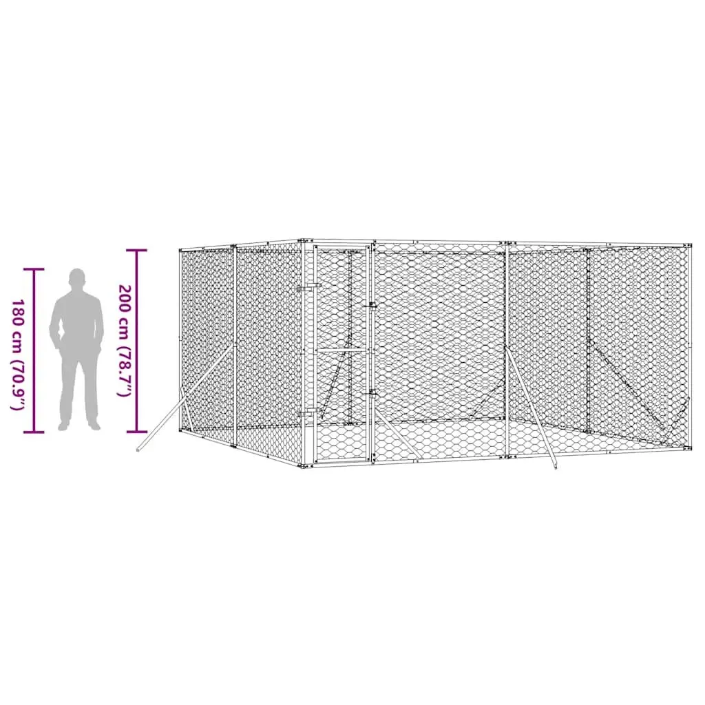 Dog Kennel Outdoor Use 4x4x2m Galvanised Steel Enclosure Run Cage
