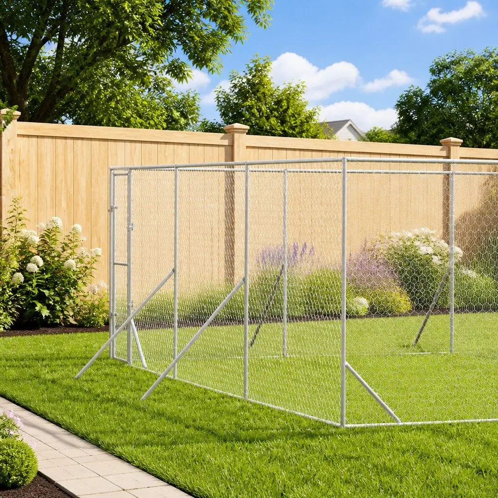 Dog Kennel Outdoor 6x10x2 m Galvanised Steel Sturdy Secure Pet Enclosure