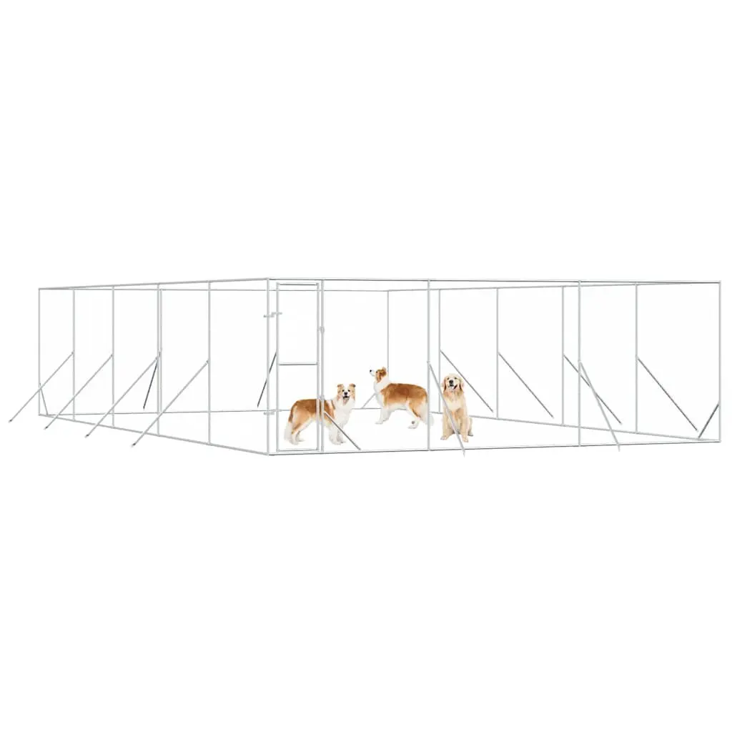 Dog Kennel Outdoor 6x10x2 m Galvanised Steel Sturdy Secure Pet Enclosure
