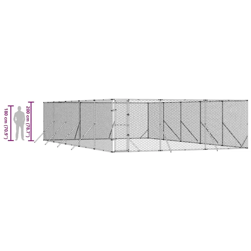 Dog Kennel Outdoor 6x10x2 m Galvanised Steel Sturdy Secure Pet Enclosure