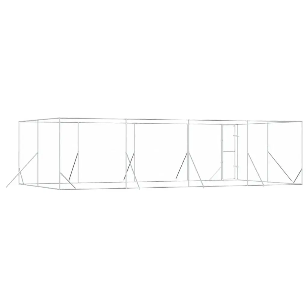 Dog Kennel Outdoor 8x4x2 m Galvanised Steel Spacious Lockable Enclosure