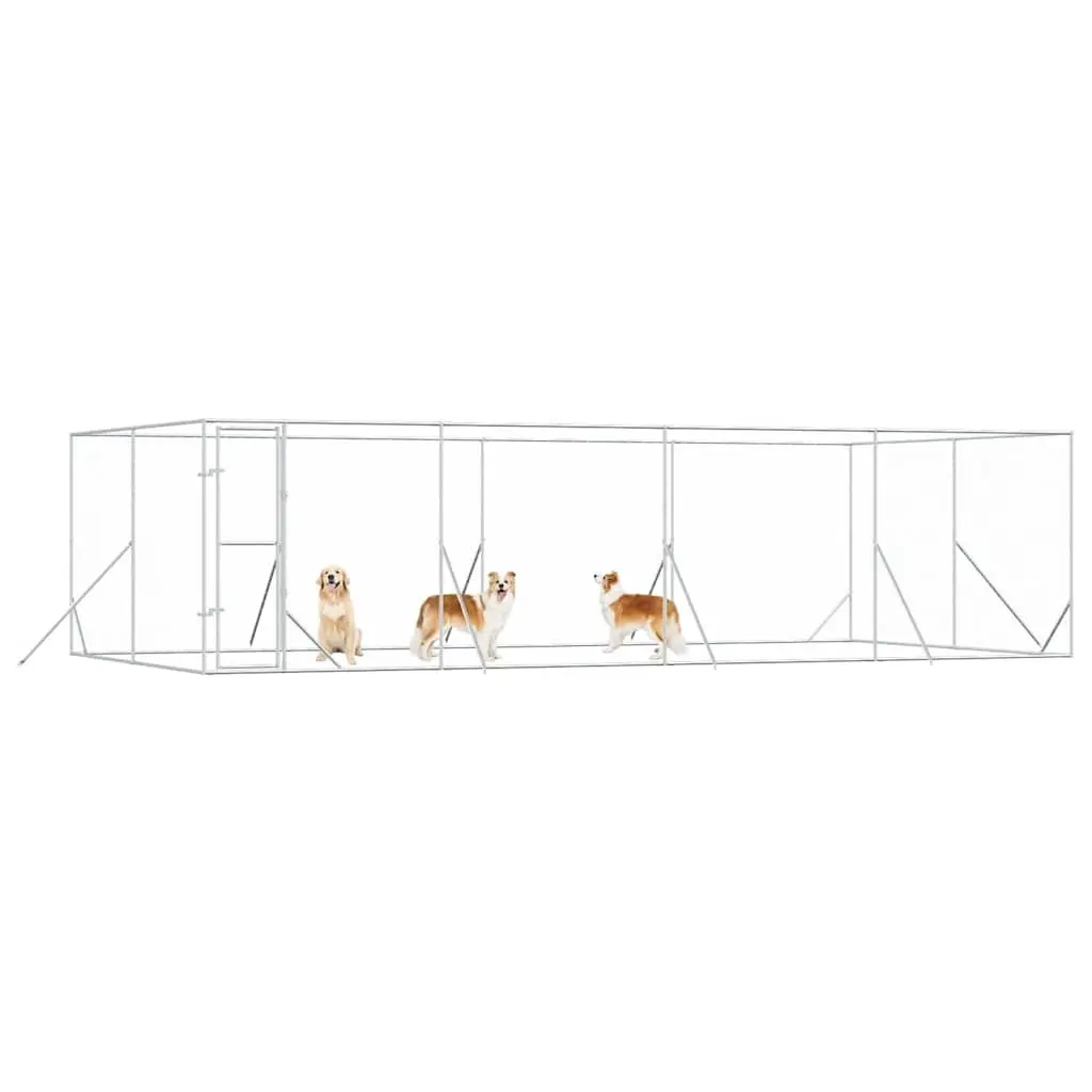 Dog Kennel Outdoor 8x4x2 m Galvanised Steel Spacious Lockable Enclosure