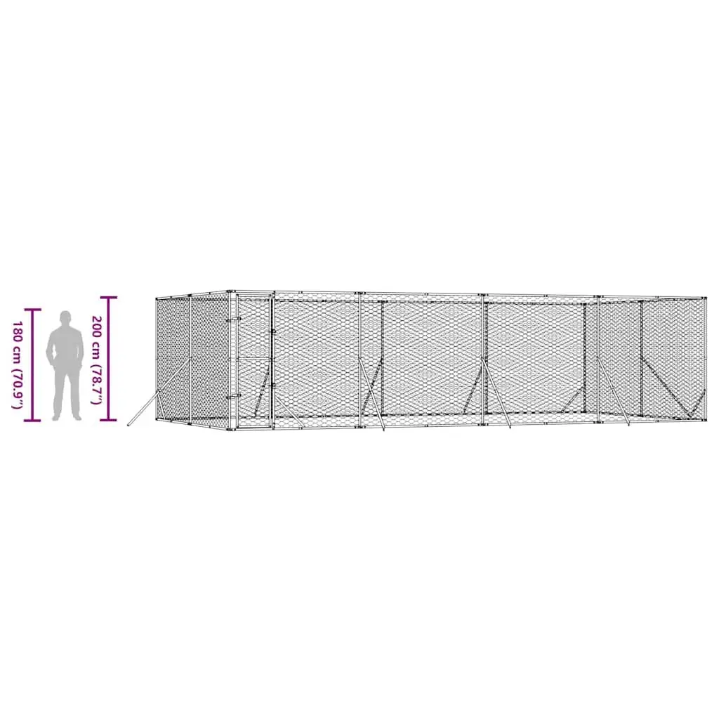 Dog Kennel Outdoor 8x4x2 m Galvanised Steel Spacious Lockable Enclosure