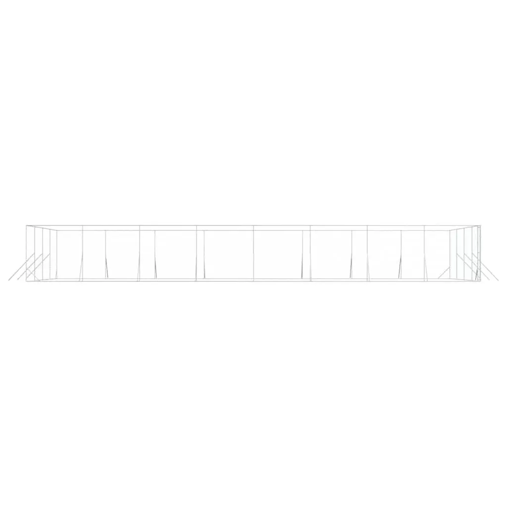 Dog Kennel Outdoor Silver 8x16x2 m Galvanised Steel Enclosure Lockable Door