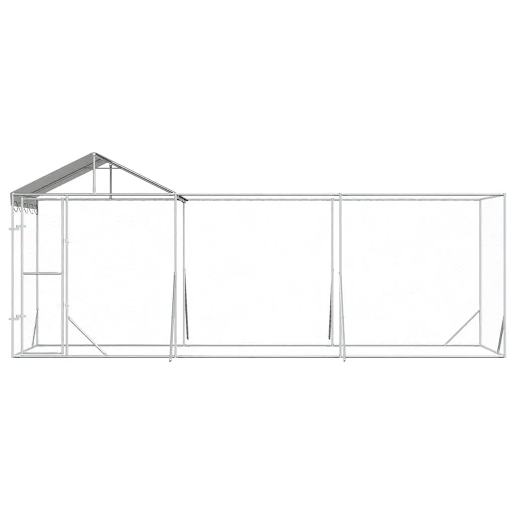 Dog Kennel Outdoor Silver 6x2x2.5m Galvanised Steel Enclosure