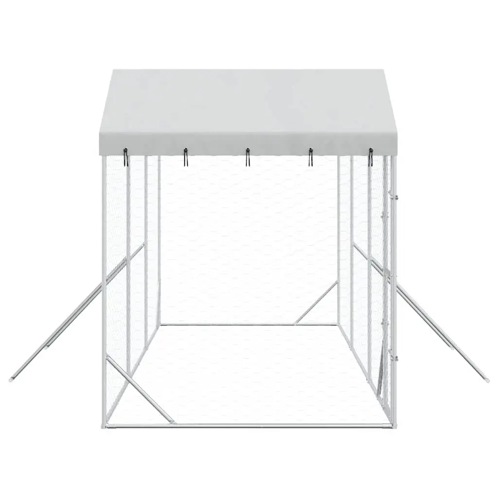 Dog Kennel Outdoor Silver 6x2x2.5m Galvanised Steel Enclosure