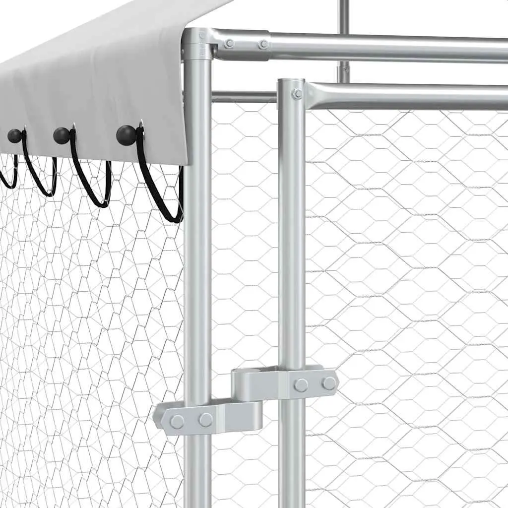 Dog Kennel Outdoor Silver 6x2x2.5m Galvanised Steel Enclosure