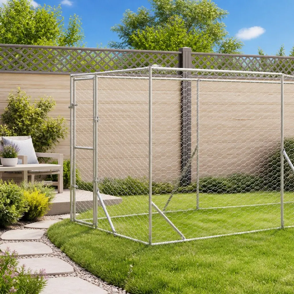 Outdoor Dog Kennel for Dogs 2x6x2.5m Galvanised Steel Cage Run Enclosure